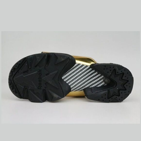 𝅺REEBOK Fury Slides Magic Hour Gold Black Size 5 - Picture 4 of 5